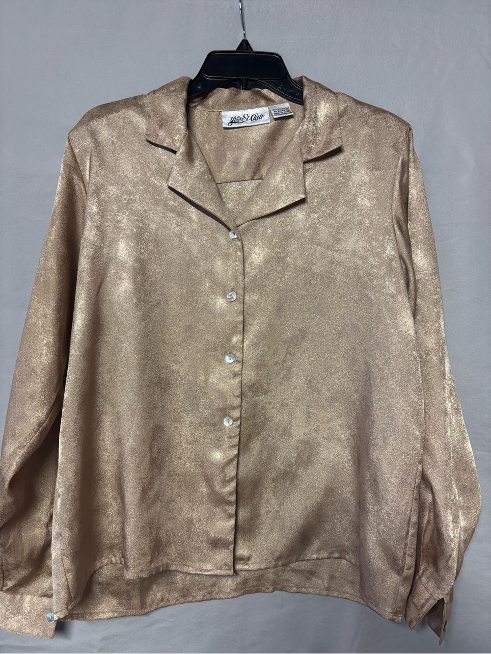Vintage Yves St. Clair Metallic Gold Button-Down Women's Top